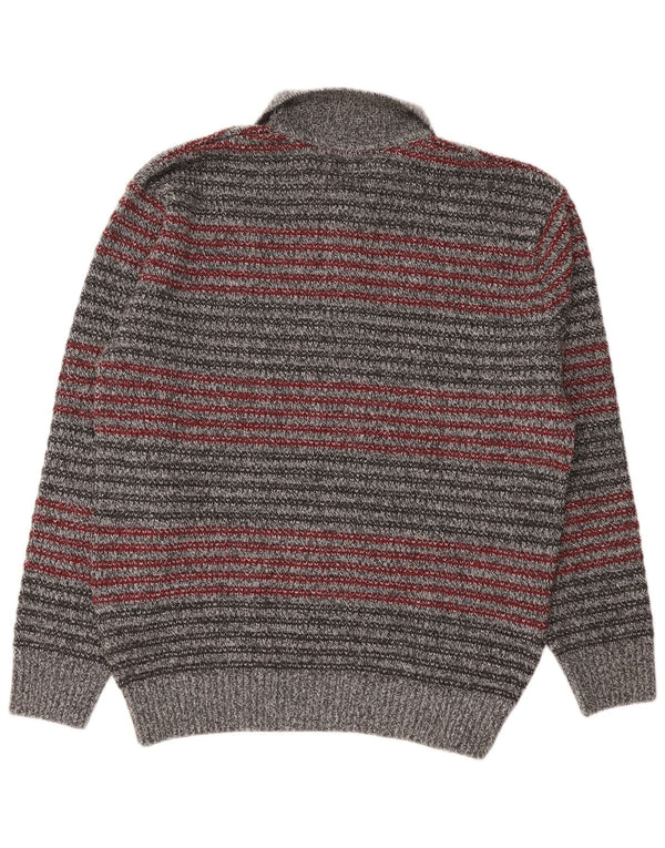 Barisal Pull col polo homme gris moyen rayé polyacrylique