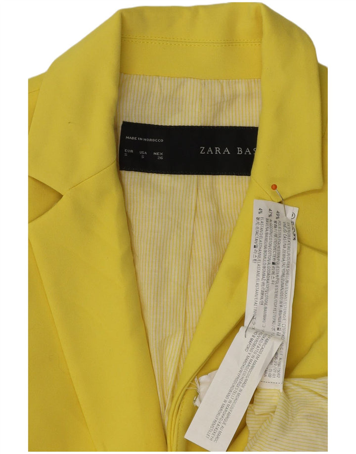 ZARA Femme 1 Bouton Blazer Veste UK 10 Petit Jaune Polyester