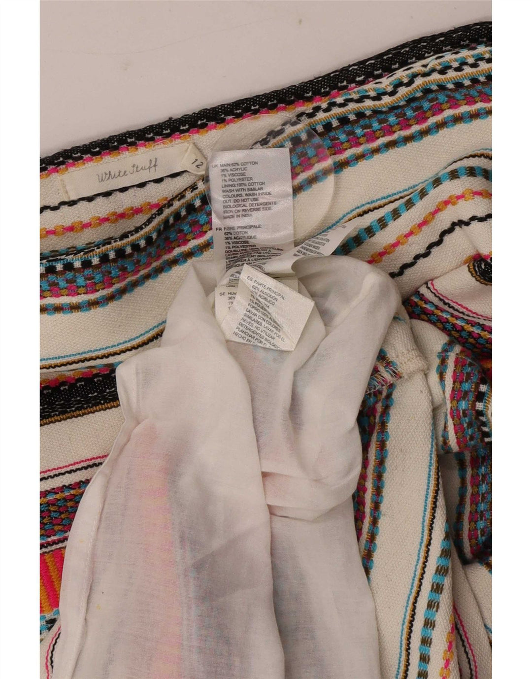 Mini jupe White Stuff pour femme UK 12 Medium W32 en coton rayé multicolore