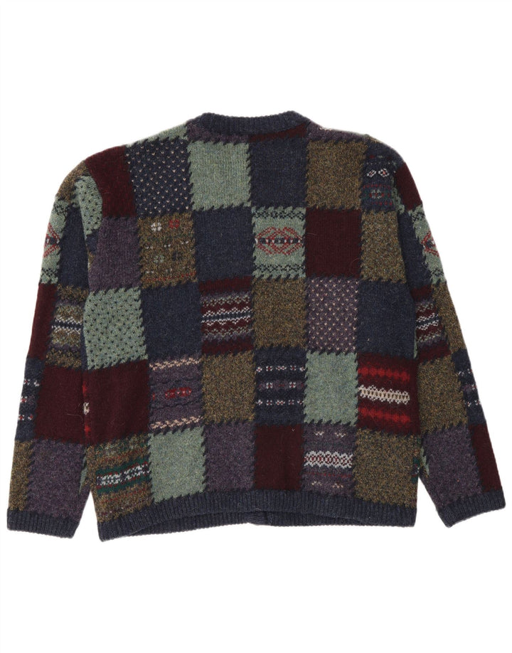 Eddie Bauer Womens Cardigan Sweater UK 14 Medium Multicolore Patchwork