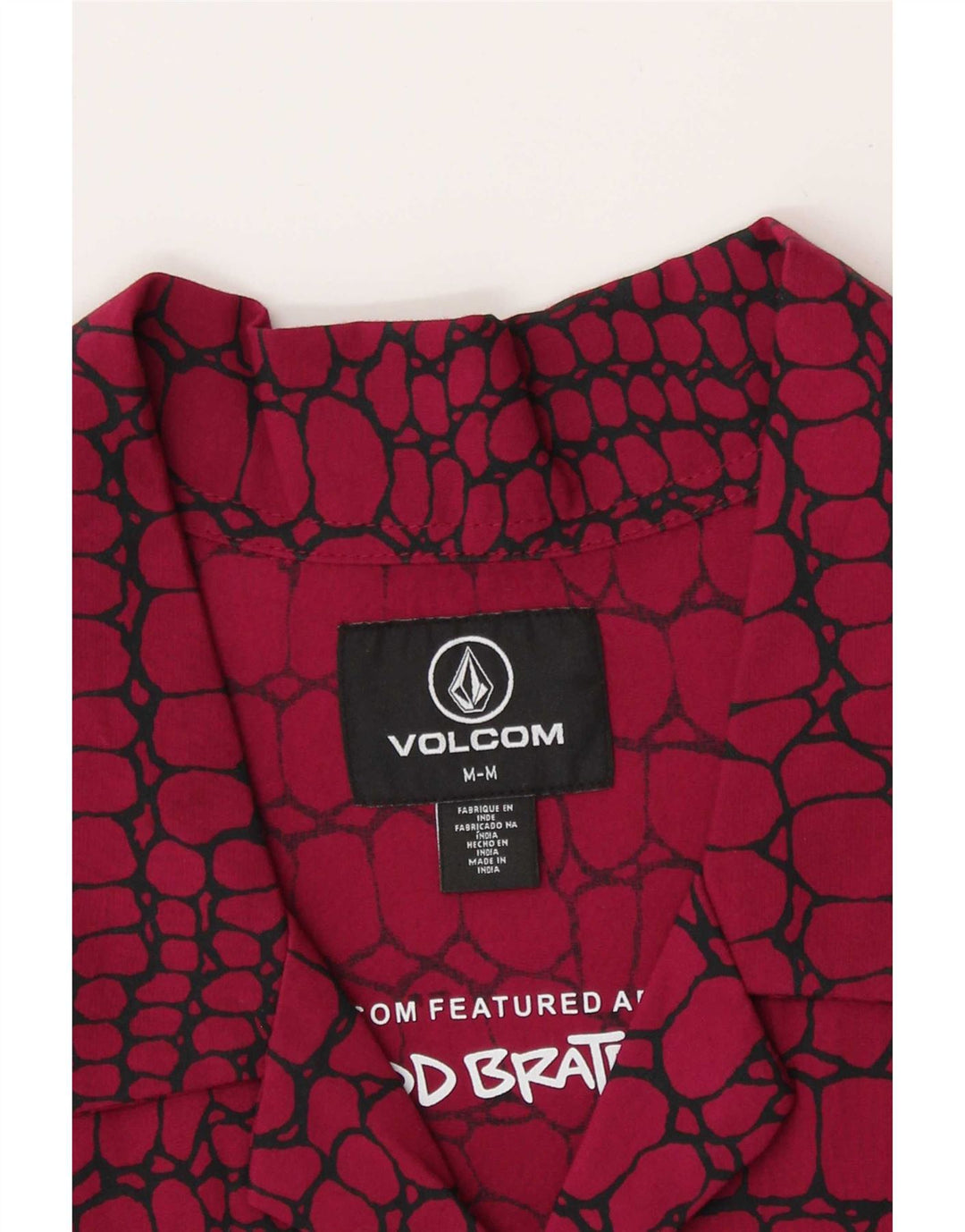Volcom Chemise à Manches Courtes Homme Rouge Moyen Imprimé Animal