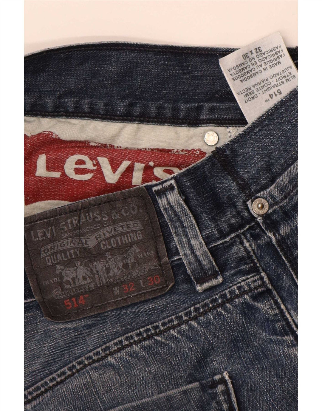 Levi's Jean Droit 514 Homme Bleu W32 L30 Coton