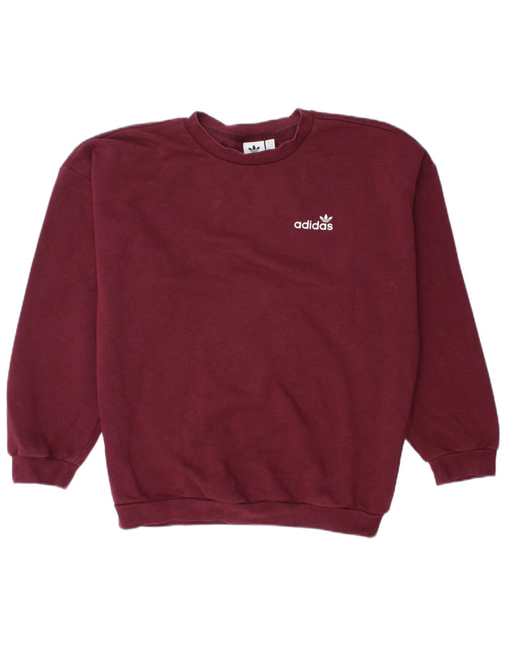 Adidas Sweat-shirt surdimensionné pour femme UK 10 Petit coton bordeaux