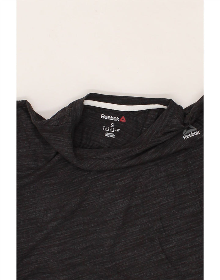REEBOK Womens Crop Asymmetric Blouse Top UK 10 Small Grey Cotton Vintage Reebok and Second-Hand Reebok from Messina Hembry 