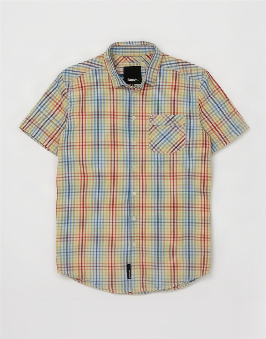 Bench Chemise à Manches Courtes Homme Grand Carreau Multicolore Coton