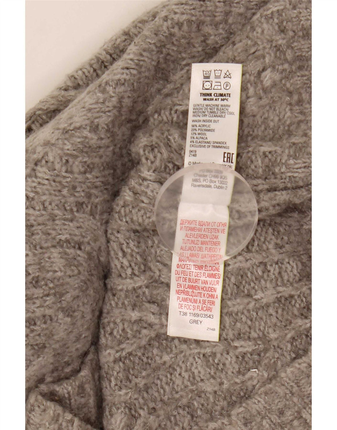 Marks & Spencer Pull surdimensionné à col roulé pour femme UK 14 Gris moyen