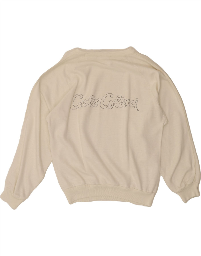 CARLO COLUCCI Womens Graphic Sweatshirt Jumper UK 18 XL White Vintage Carlo Colucci and Second-Hand Carlo Colucci from Messina Hembry 