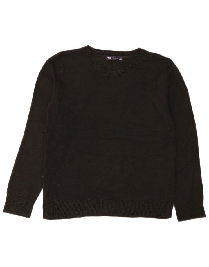 Marks & Spencer Pull à col rond pour femme UK 12 Acrylique noir moyen