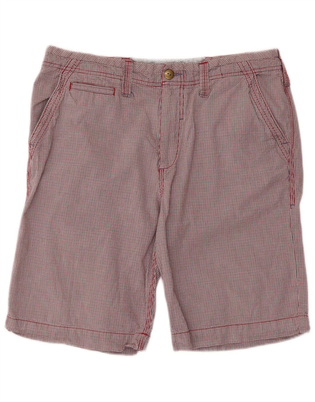 WHITE STUFF Short Chino Homme W34 Large Rouge Vichy Coton