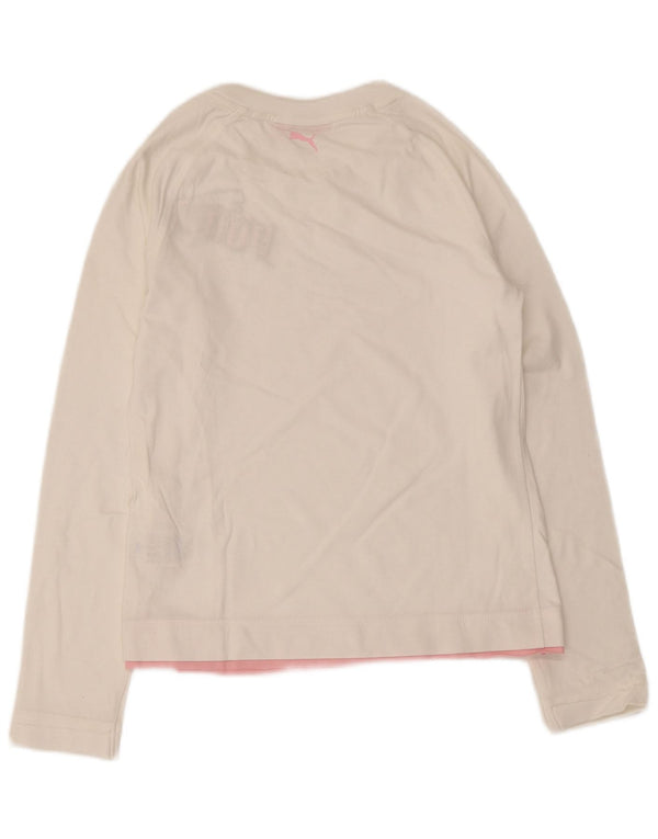 Puma Haut Graphique Fille Manches Longues 13-14 ans Blanc Coton