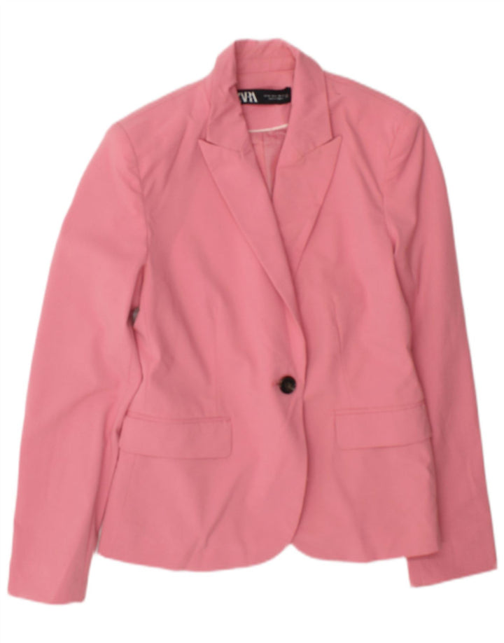 Zara Veste Blazer 1 Bouton Femme EU 38 Petit Rose Polyester
