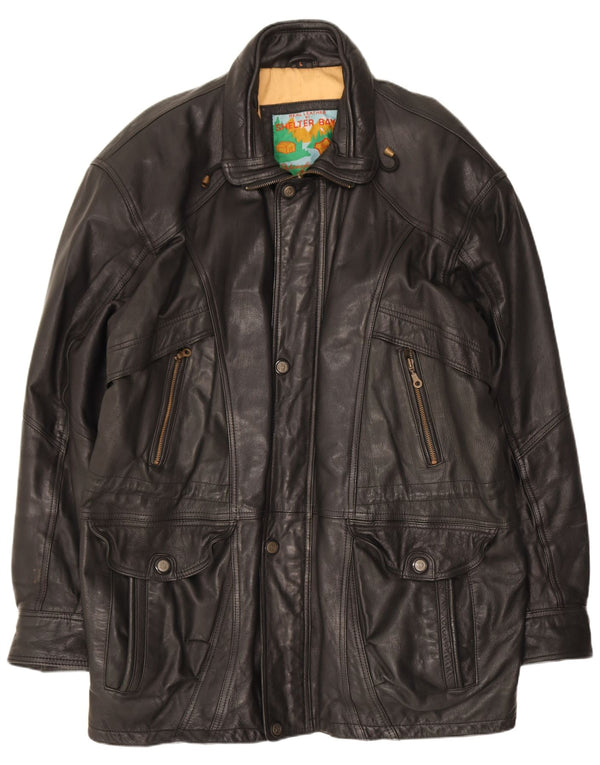 Shelter Bay Manteau en cuir pour homme UK 40 Large Noir