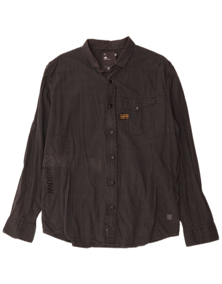 G-Star Chemise graphique XL en coton vichy gris pour homme