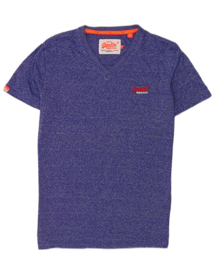 Superdry Homme T-Shirt Top Small Bleu Moucheté Coton