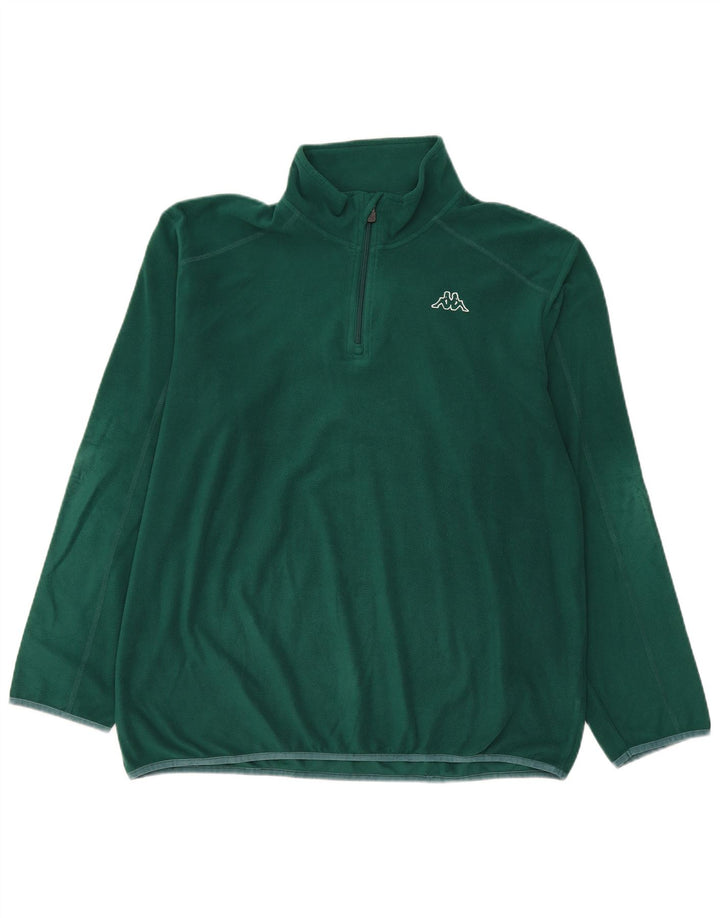KAPPA Mens Zip Neck Fleece Jumper 2XL Green Polyester