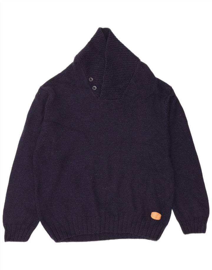 Gant Homme Col Châle Pull Pull 3XL Bleu Marine Laine
