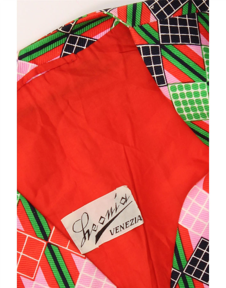 vintage Femmes 4 Bouton Blazer Veste UK 12 Moyen Multicolore Géométrique