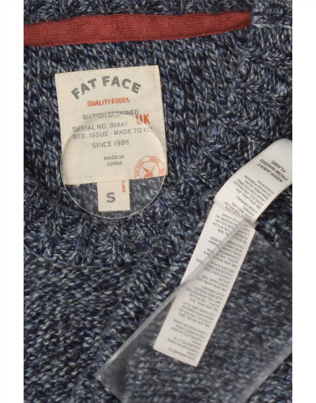 Fat Face Pull ras du cou pour homme en laine mouchetée bleu marine Taille S
