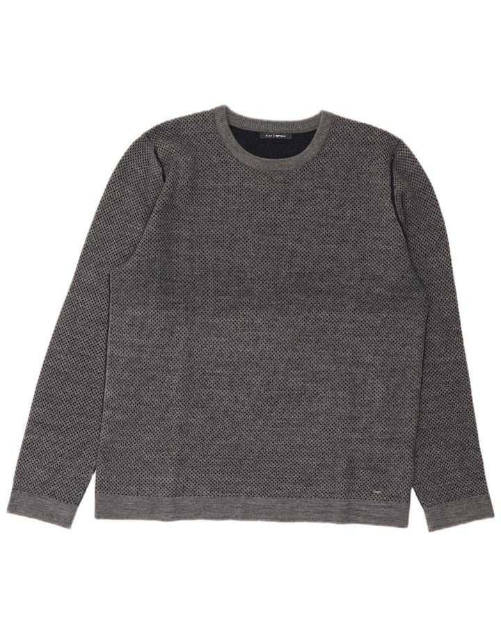 Gas Pull col rond homme XL laine mouchetée gris