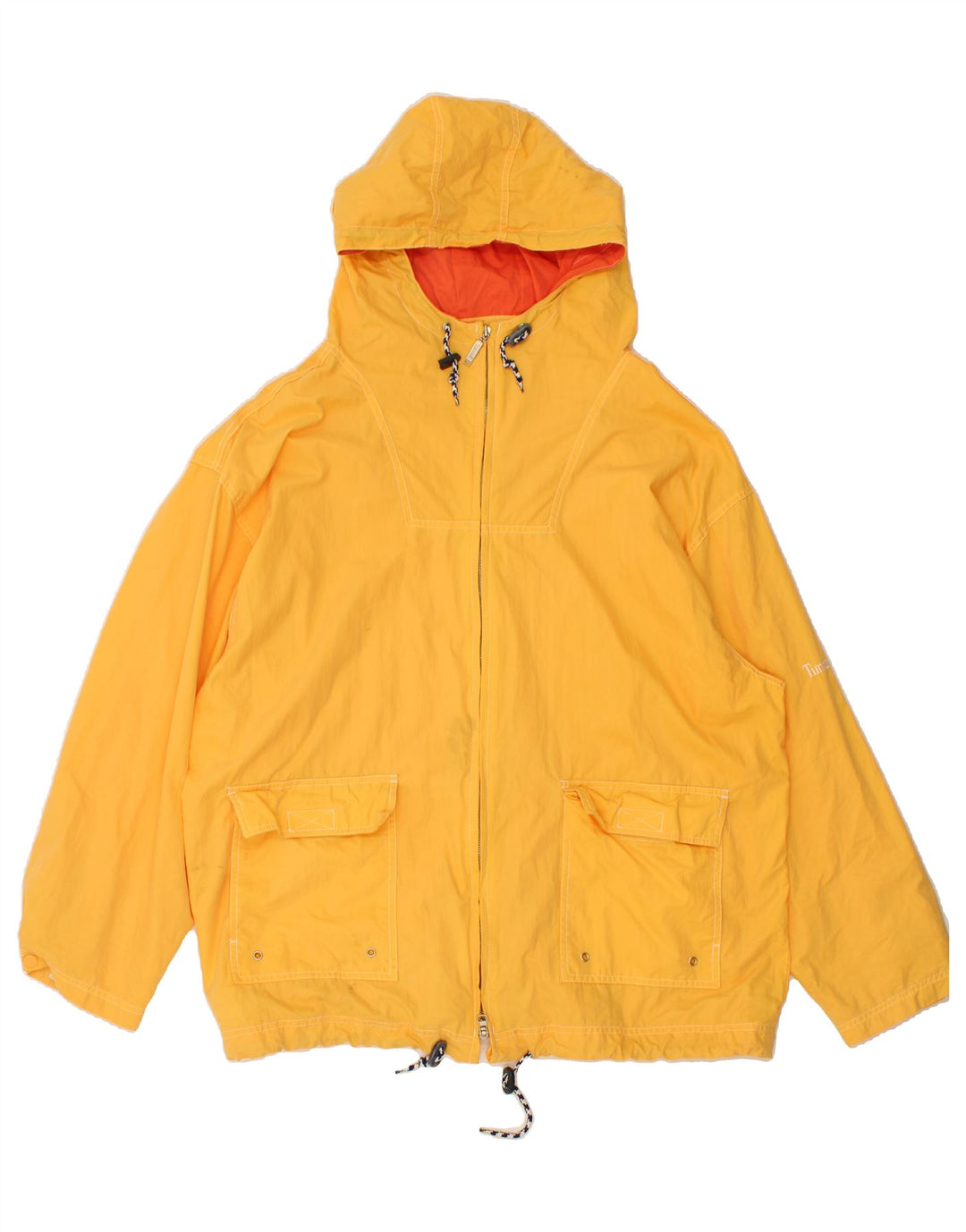 TIMBERLAND Veste de pluie à capuche pour homme UK 40 Large Jaune Nylon
