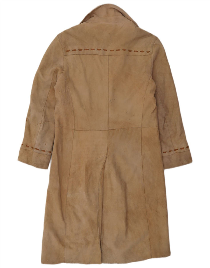 manteau en cuir suédé femme vintage UK 12 cuir beige moyen