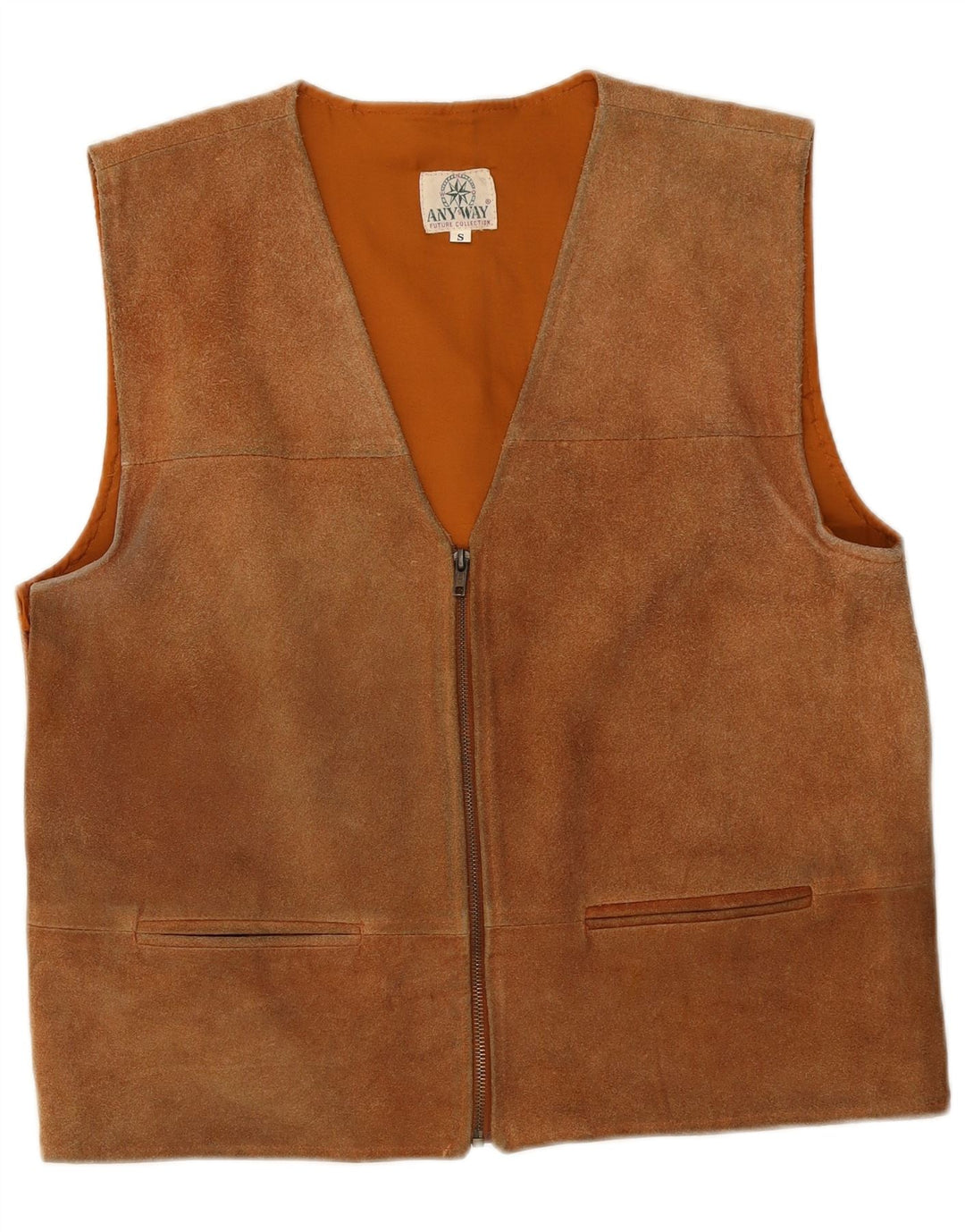 Any Way Gilet en daim pour homme Petit cuir marron