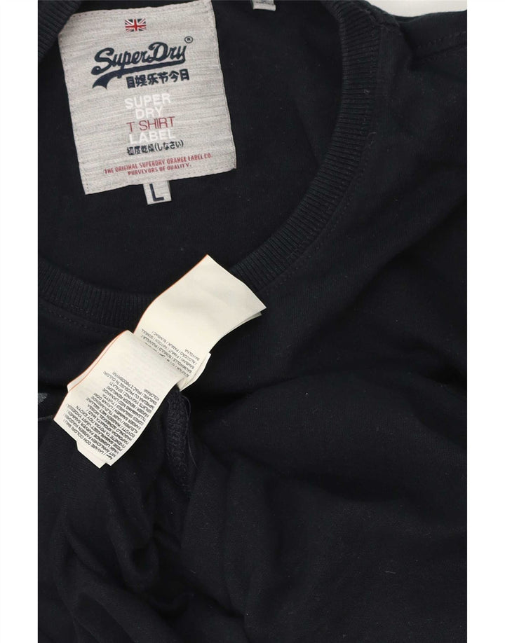 Superdry Haut Graphique à Manches Longues pour Homme en Coton Bleu Marine Large