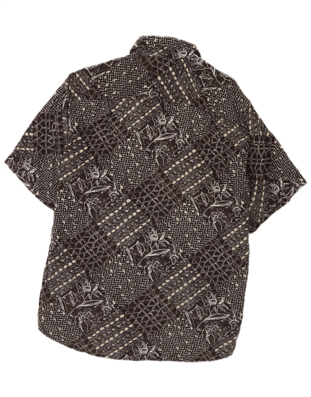 vintage Chemise à manches courtes pour hommes Patchwork noir moyen