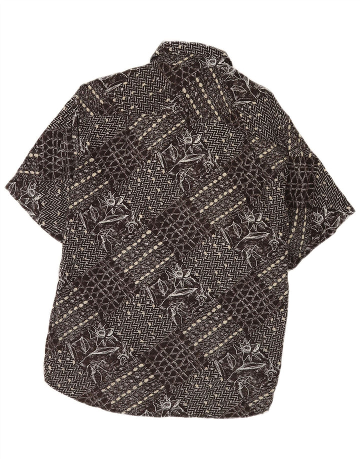 vintage Chemise à manches courtes pour hommes Patchwork noir moyen