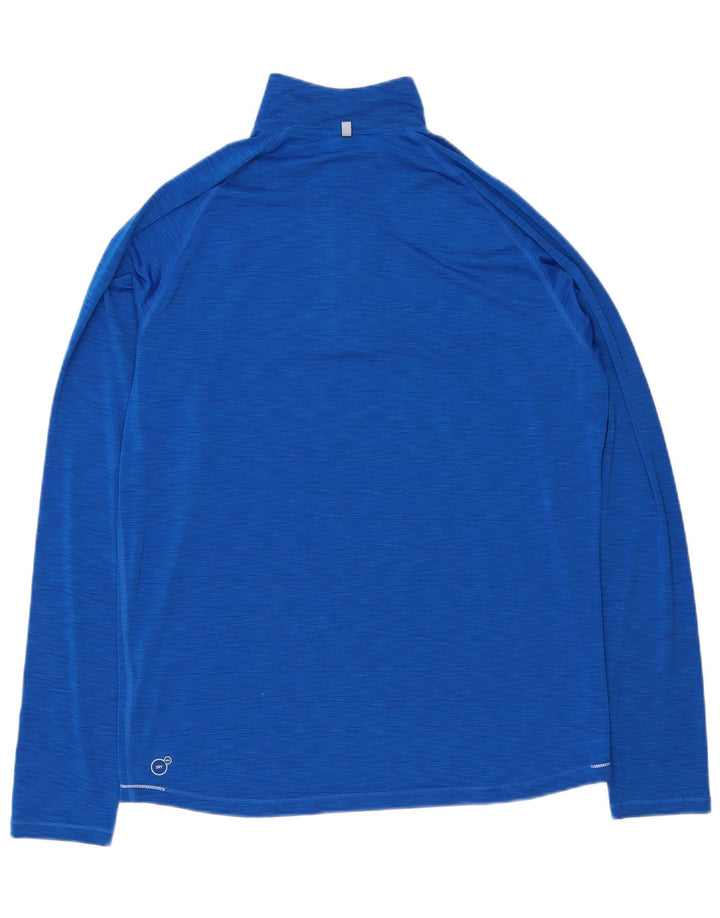 Puma Haut à col zippé à manches longues pour homme en polyester moucheté bleu moyen