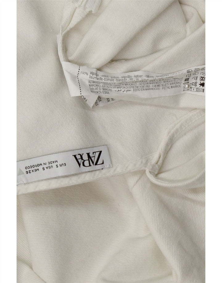 ZARA Combishort Femme UK 10 Petit Coton Blanc