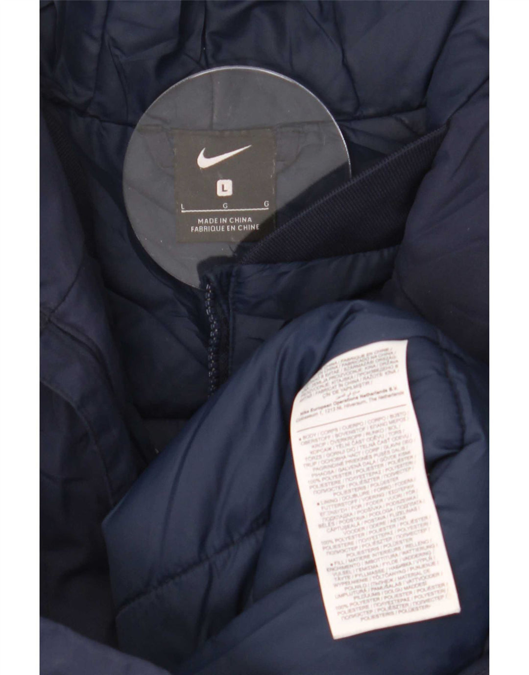 Nike Manteau rembourré à capuche pour homme UK 40 Large Bleu marine Polyester