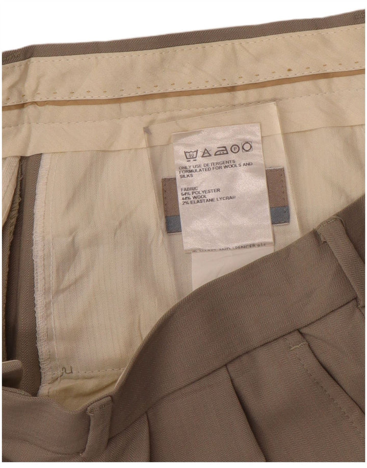 Marks & Spencer Pantalon de costume droit pour homme W34 L33 Gris Polyester