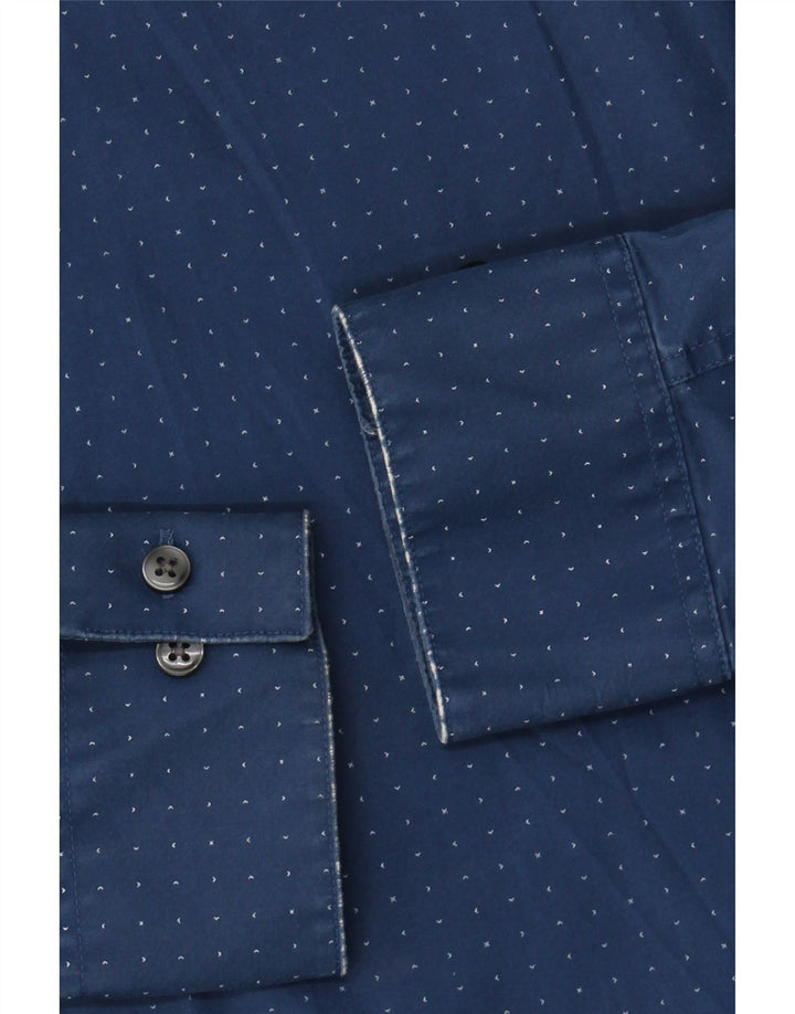 CALVIN KLEIN JEANS Chemise Homme Taille 33/32 15 1/2 Bleu Moyen Tacheté