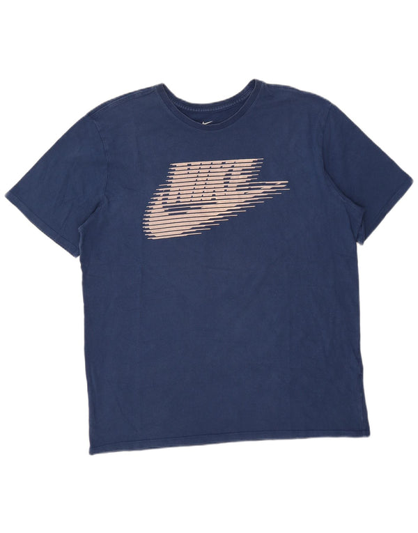 Nike Mens Athletic Cut Graphic T-Shirt Top XL Bleu Coton