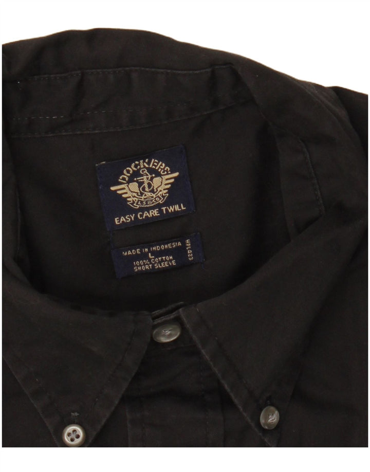 DOCKERS Chemise à Manches Courtes Homme Large Noir Coton