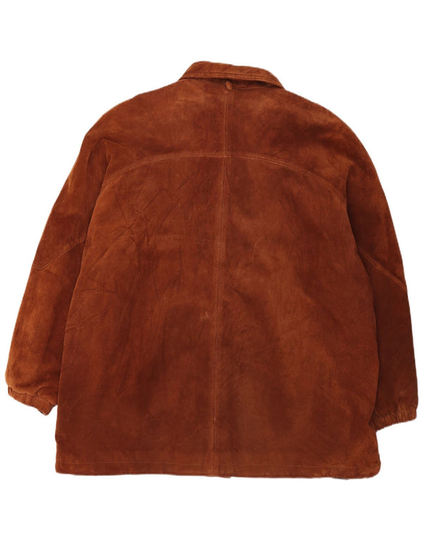 Michel Manteau surdimensionné en daim pour femme IT 50 XL en cuir marron