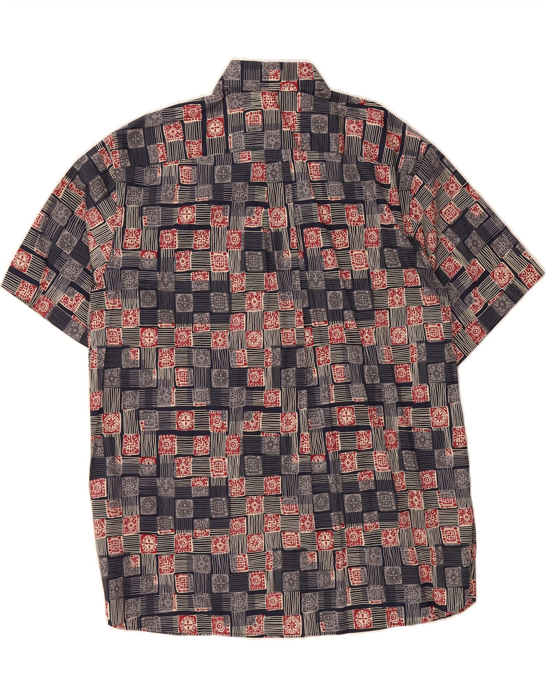 DANIEL CREMIEUX Mens Abstract Pattern Short Sleeve Shirt XL Navy Blue Vintage Daniel Cremieux and Second-Hand Daniel Cremieux from Messina Hembry 