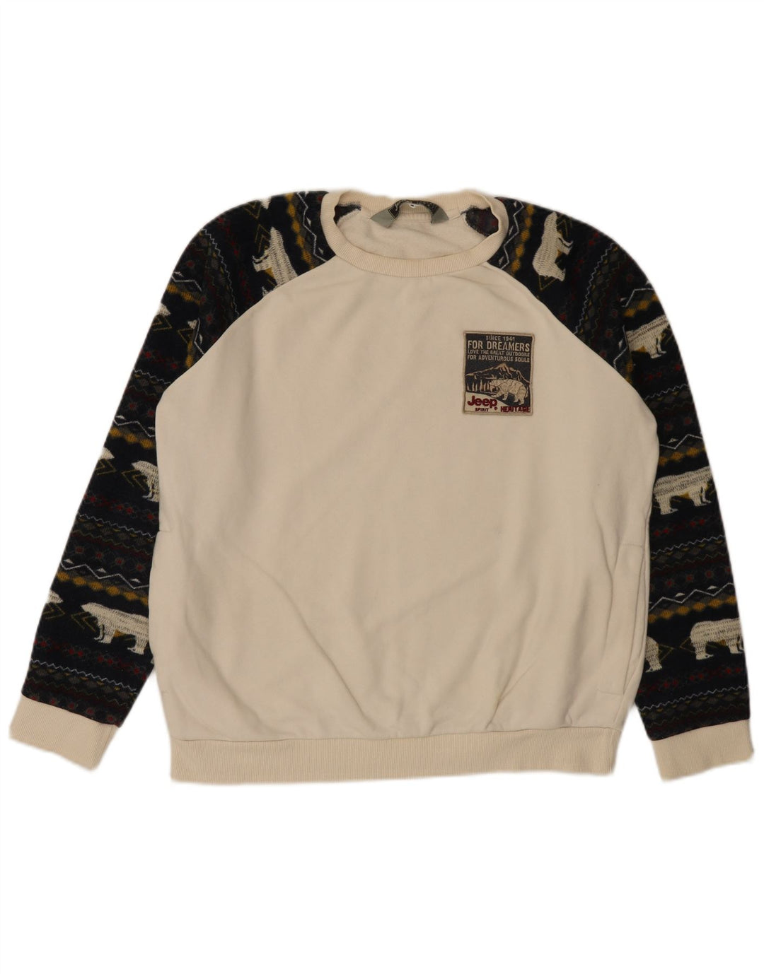 Jeep Sweat-shirt pour homme Large Blanc Fair Isle