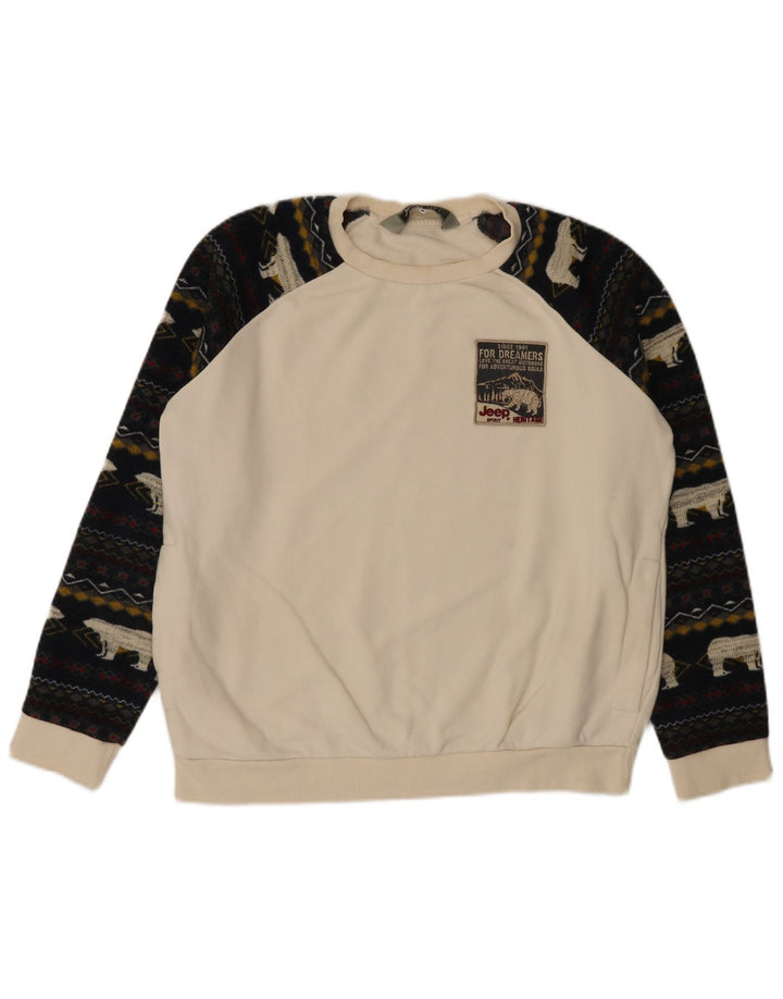 Jeep Sweat-shirt pour homme Large Blanc Fair Isle