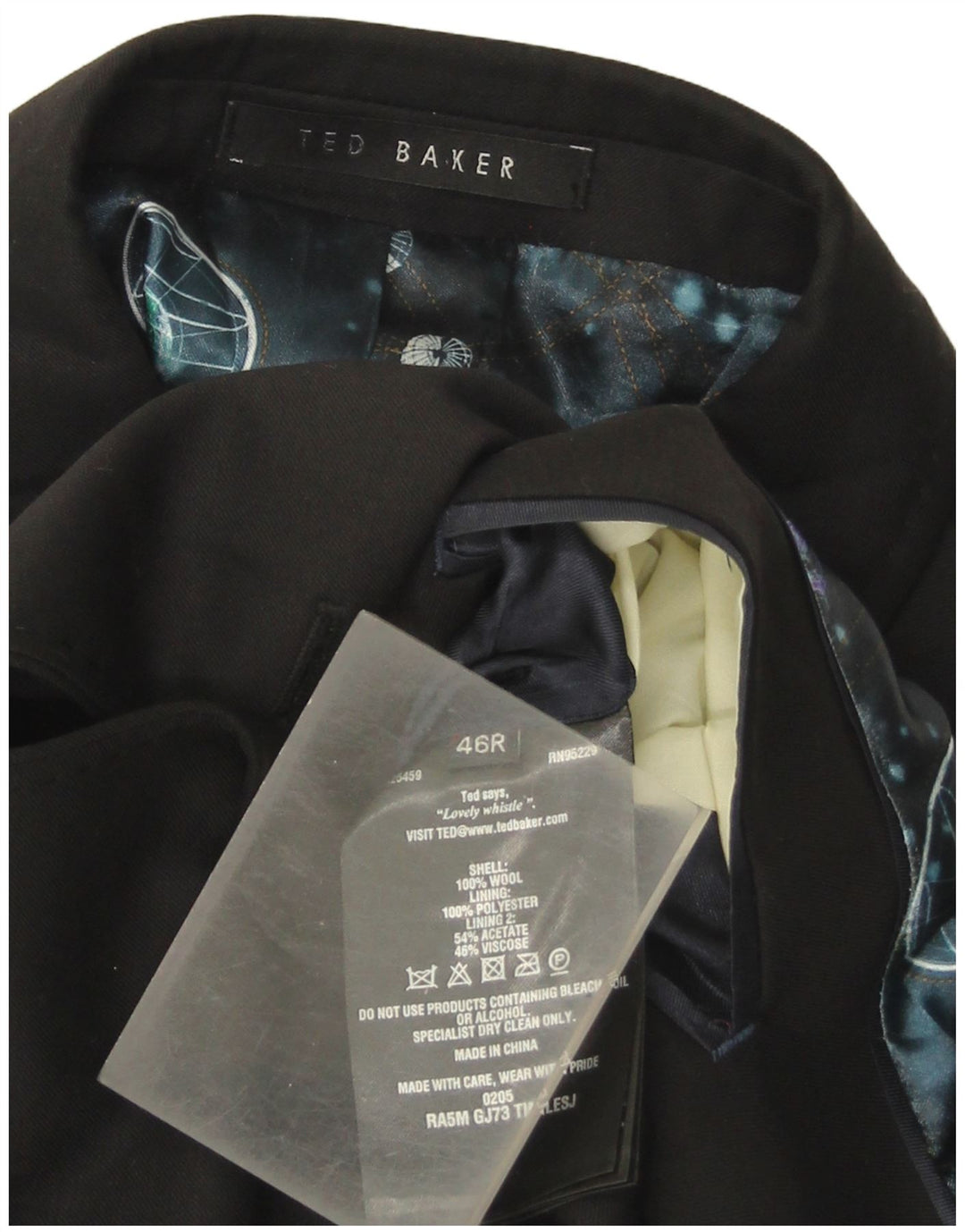 Ted Baker Veste blazer à 2 boutons pour homme US 46 3XL Laine noire