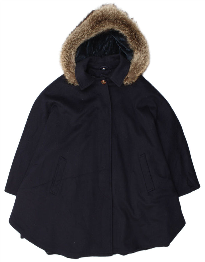 Mabrun Pardessus Oversize À Capuche Femme IT 44 Laine Bleu Marine Moyen