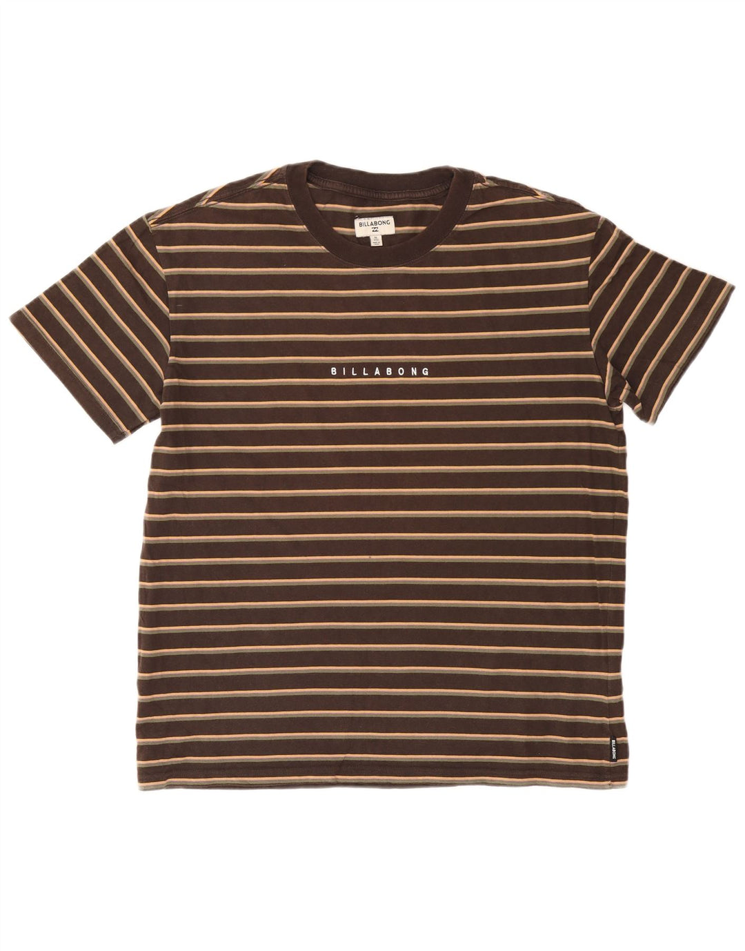 Billabong Homme T-Shirt Top Coton Rayé Marron Moyen