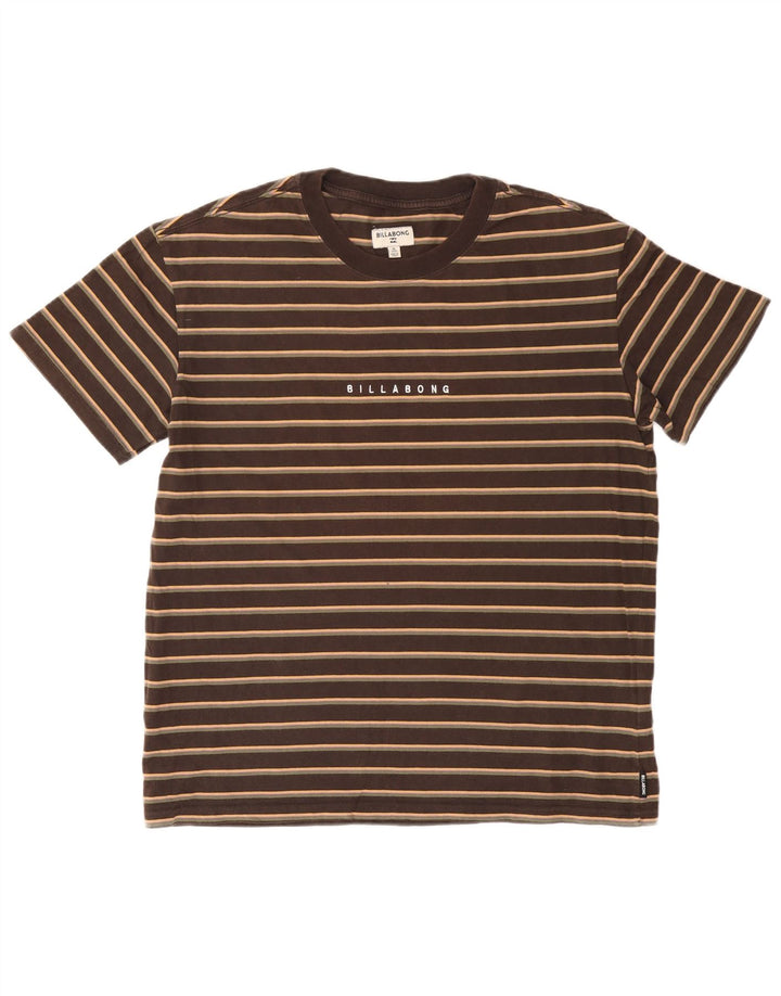 Billabong Homme T-Shirt Top Coton Rayé Marron Moyen