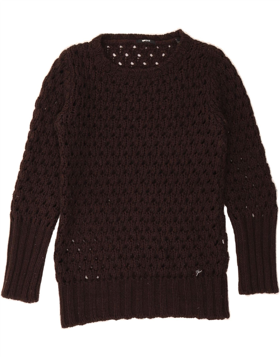 GAS Womens Boat Neck Jumper Sweater UK 14 Medium Brown Vintage Gas and Second-Hand Gas from Messina Hembry 