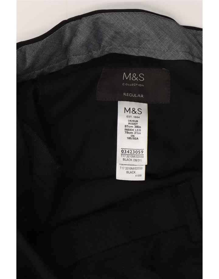 Marks & Spencer Pantalon de costume classique pour homme W38 L31 Noir Polyester