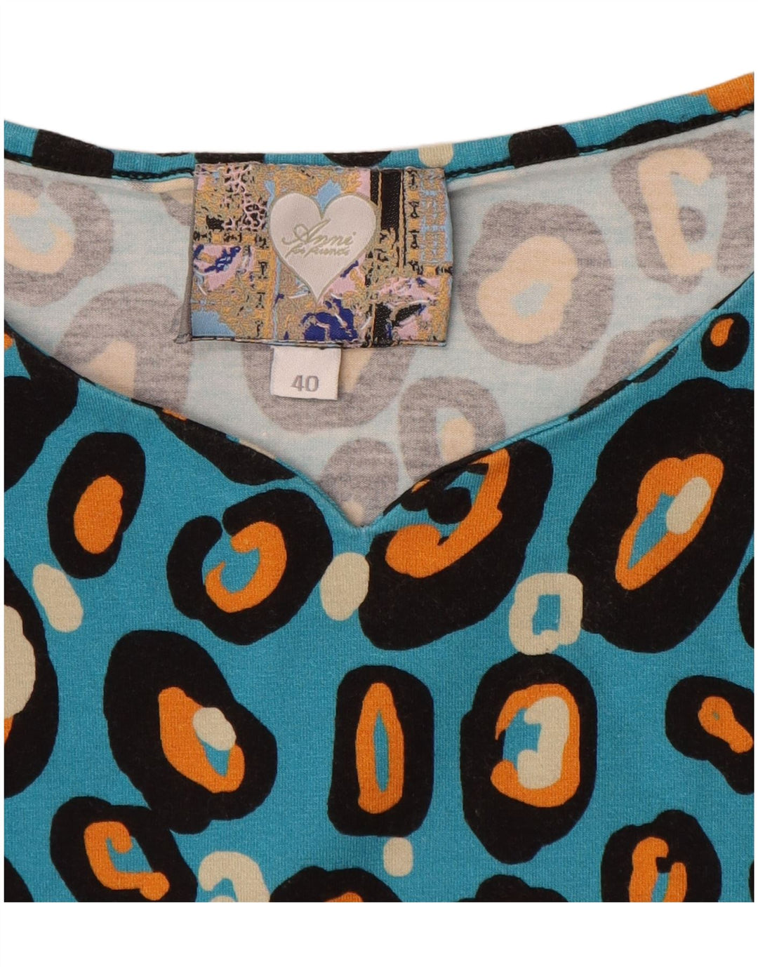 VINTAGE Chemisier Femme Top EU 40 Coton Imprimé Animal Bleu Moyen