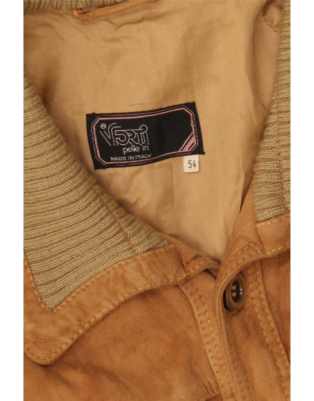 vintage Mens Suede Bomber Jacket IT 54 2XL Cuir Marron