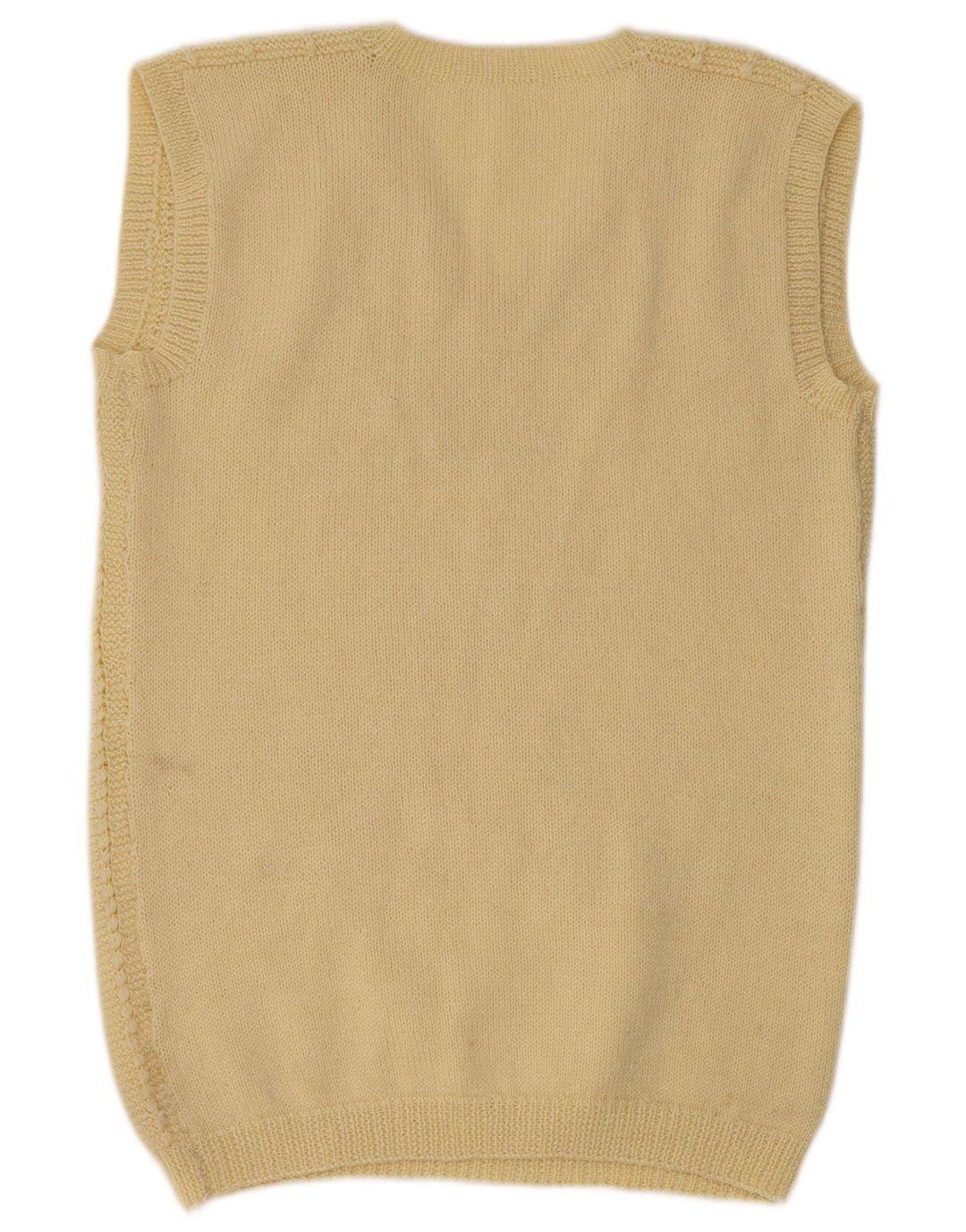 vintage Womens Vest Débardeur UK 14 Grand Jaune