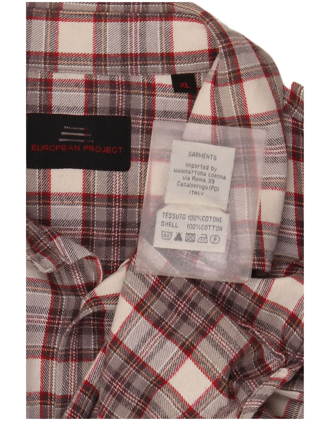 European Project Chemise en flanelle pour homme XL en coton à carreaux gris